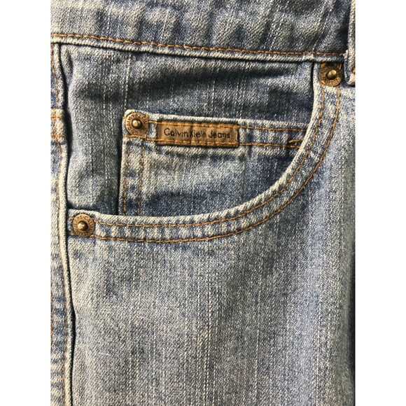 Calvin Klein Stretch Slim Mid Rise Boot Cut Wide Leg Denim Jeans Womens 4 - Picture 6 of 16